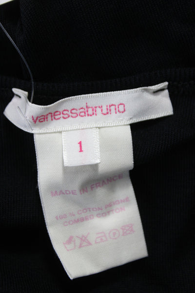 Vanessa Bruno Womens Camisole Black V-Neck Cotton Sleeveless Solid Size 1