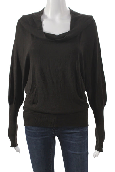 Les Copains Women Pullover Cowl Neck Long Sleeve Black Viscose Size S