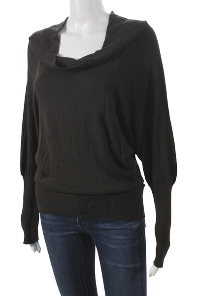 Les Copains Women Pullover Cowl Neck Long Sleeve Black Viscose Size S