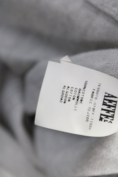 Narciso Rodriguez Women Basic Scoop Neck 3/4 Sleeve Cotton Blouse Gray Size 6