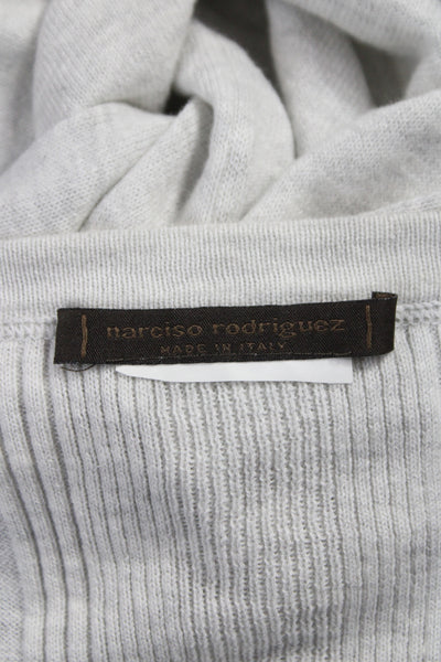 Narciso Rodriguez Women Basic Scoop Neck 3/4 Sleeve Cotton Blouse Gray Size 6