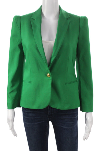Zara Women Basic Jacket Green Button Long Sleeve Size S