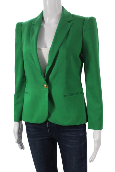Zara Women Basic Jacket Green Button Long Sleeve Size S