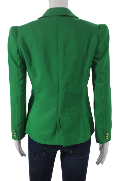 Zara Women Basic Jacket Green Button Long Sleeve Size S