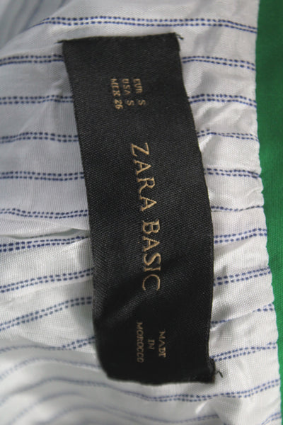 Zara Women Basic Jacket Green Button Long Sleeve Size S