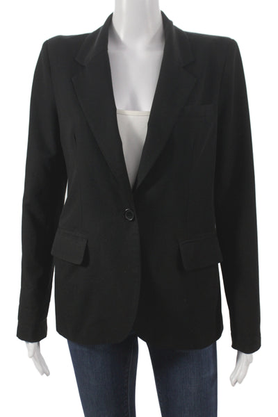 Sans Souci Women Black Cotton Basic Jacket Button Long Sleeve Size S