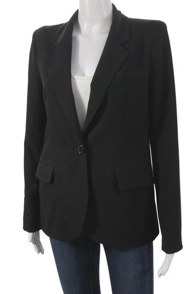 Sans Souci Women Black Cotton Basic Jacket Button Long Sleeve Size S