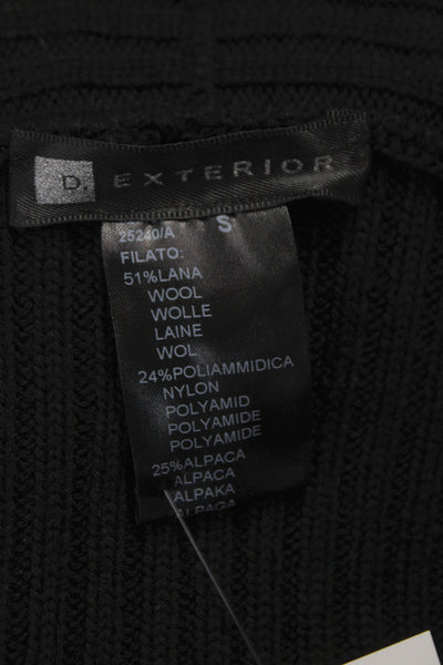 D. Exterior Womens Cardigan Black Cowl Neck 51% Wool Long Sleeve Size S