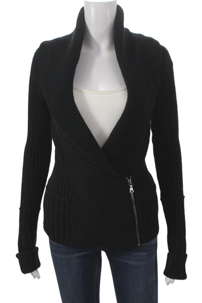 Club Monaco Women Black Merino Wool Cowl Neck Cardigan Size XS
