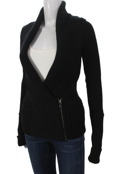 Club Monaco Women Black Merino Wool Cowl Neck Cardigan Size XS