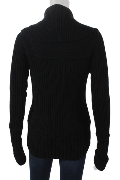 Club Monaco Women Black Merino Wool Cowl Neck Cardigan Size XS