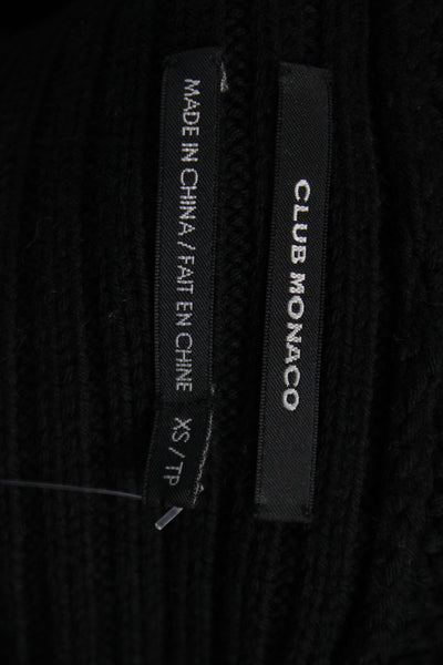 Club Monaco Women Black Merino Wool Cowl Neck Cardigan Size XS