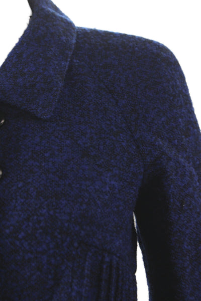Armani Collezioni Women Blue Wool Basic Jacket Button Long Sleeve Size 2
