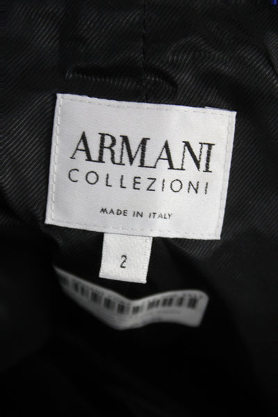 Armani Collezioni Women Blue Wool Basic Jacket Button Long Sleeve Size 2