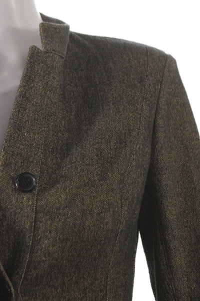 Narciso Rodriguez Womens Silk Green Basic Jacket Button Long Sleeve Size 6