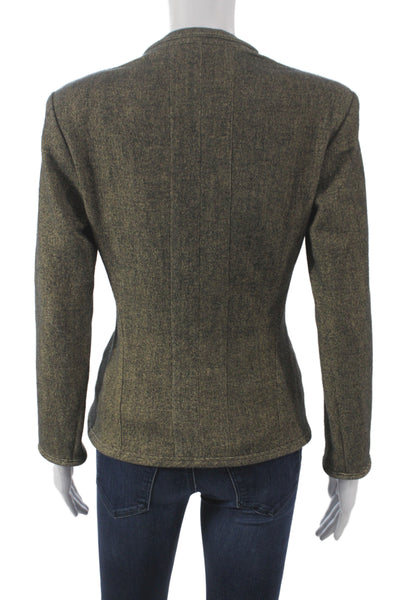 Narciso Rodriguez Womens Silk Green Basic Jacket Button Long Sleeve Size 6