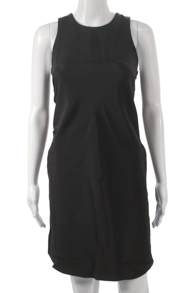 Vince Women Shift Dress Black Silk Sleeveless Round Neck Button Size 2