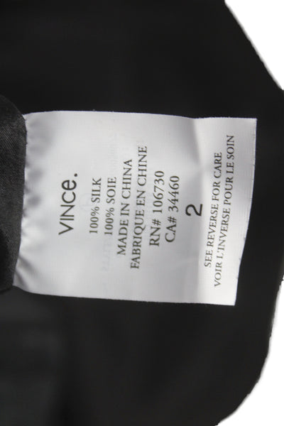 Vince Women Shift Dress Black Silk Sleeveless Round Neck Button Size 2