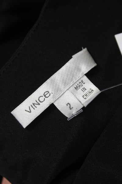 Vince Women Shift Dress Black Silk Sleeveless Round Neck Button Size 2