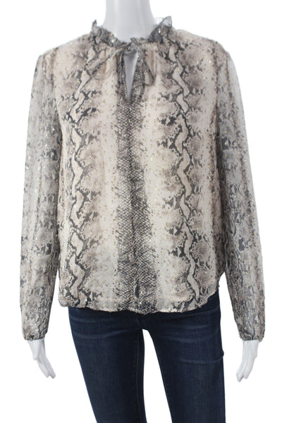 Generation Love Women Beige Animal Print Tunic Long Sleeve Size XS