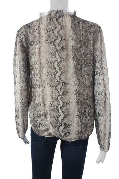 Generation Love Women Beige Animal Print Tunic Long Sleeve Size XS