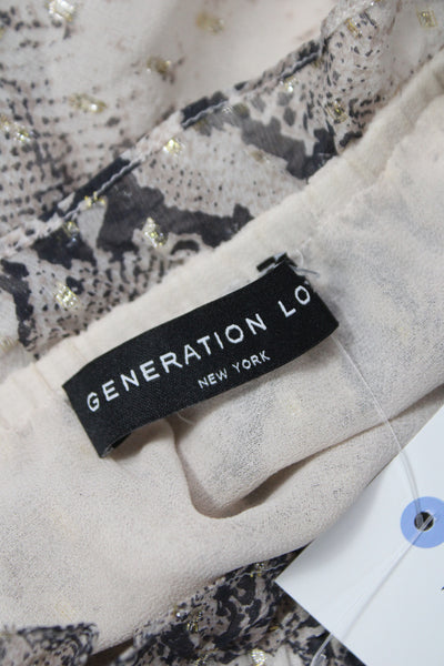 Generation Love Women Beige Animal Print Tunic Long Sleeve Size XS