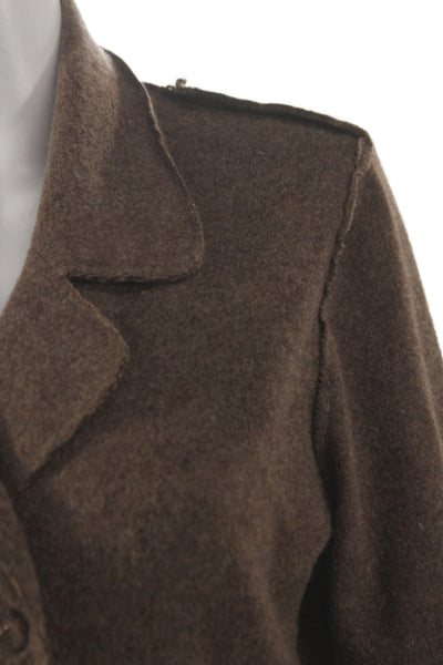 Richard Grand Womens Pea Coat Brown Cashmere Button Military Size S