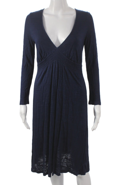 Ella Moss Womens Fit & Flare Long Sleeve Blue Dress Size M