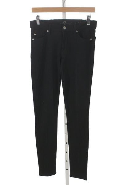 7 For All Mankind Women Skinny Black Jeans Mid-Rise Viscose Size 27