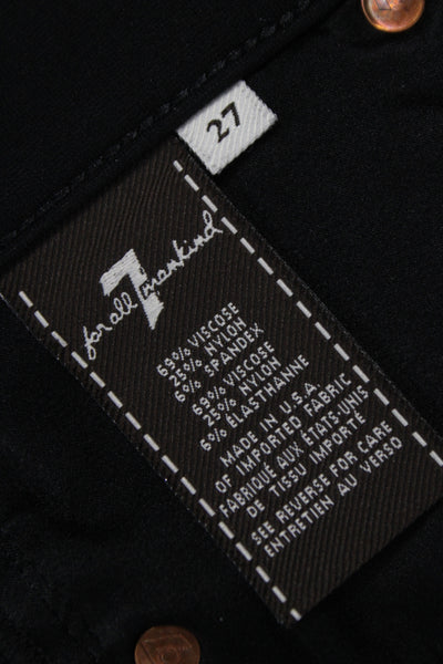 7 For All Mankind Women Skinny Black Jeans Mid-Rise Viscose Size 27