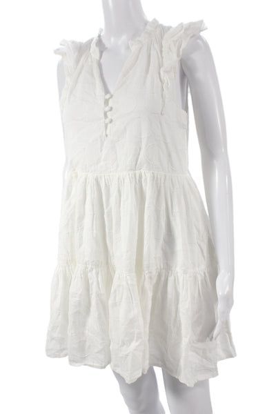 Greylin Anthropologie Women Mini Dress White Polka Dot V-Neck Size S