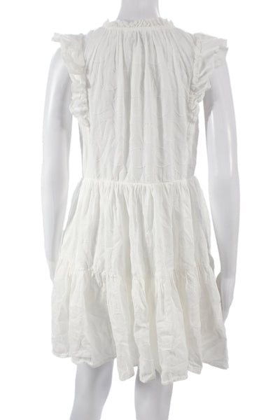 Greylin Anthropologie Women Mini Dress White Polka Dot V-Neck Size S