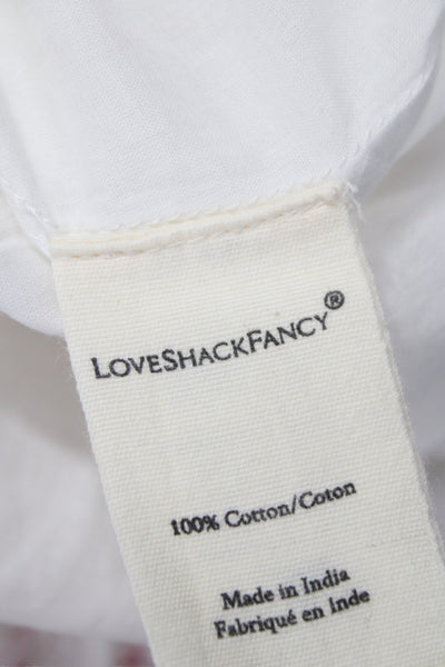 Love Shack Fancy Womens Fit & Flare White Floral V-Neck Short Dress Size XS