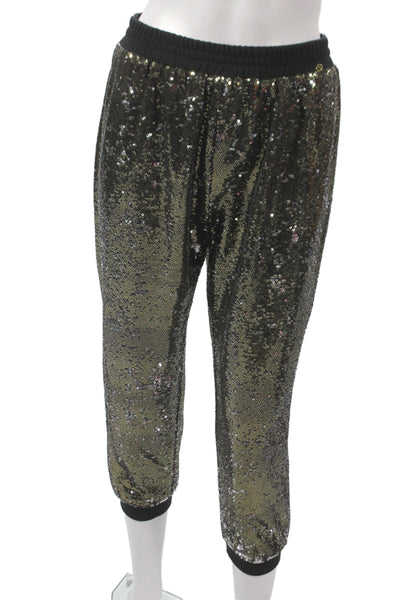 Harlyn Womens Black Sequin Jogger Pants Polyester Pull On Size S