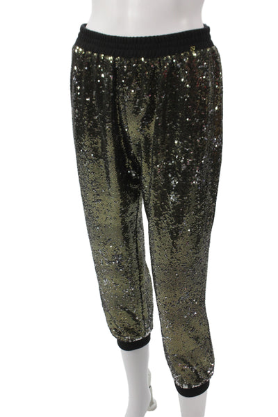 Harlyn Womens Black Sequin Jogger Pants Polyester Pull On Size S