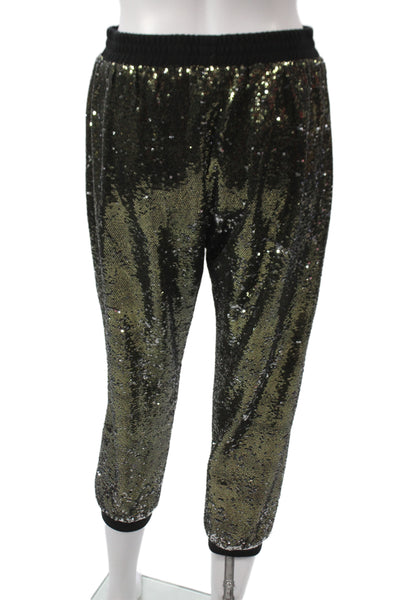 Harlyn Womens Black Sequin Jogger Pants Polyester Pull On Size S