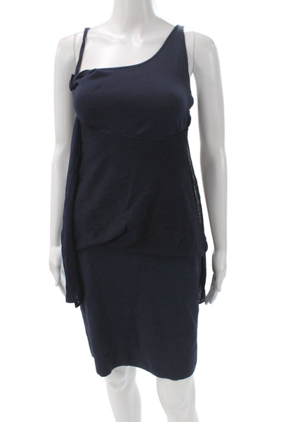 Lauren Ralph Lauren Women Tank Dress Blue One-Shoulder Knee-Length Size S