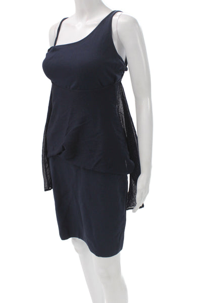 Lauren Ralph Lauren Women Tank Dress Blue One-Shoulder Knee-Length Size S