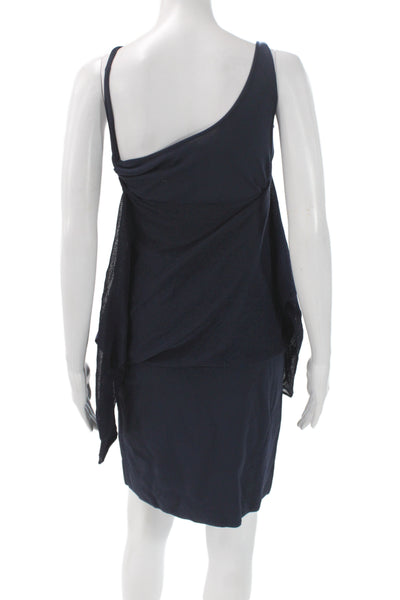 Lauren Ralph Lauren Women Tank Dress Blue One-Shoulder Knee-Length Size S