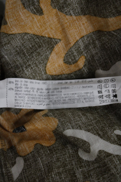 Zara Womens Wrap Floral Linen Knee-Length Skirt Green Tie Waist Size M