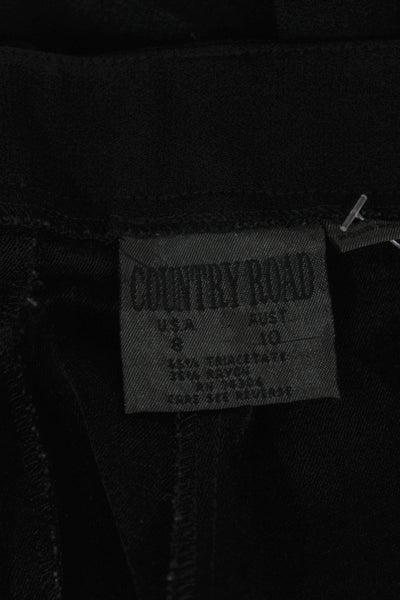 Country Road Womens Dress Pants Black 65% Triacetate Button Size 8
