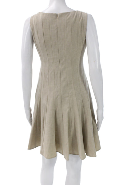 Calvin Klein Womens Fit & Flare Dress Beige Boatneck Sleeveless Knee Size 6P