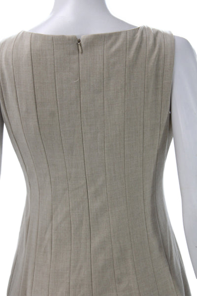Calvin Klein Womens Fit & Flare Dress Beige Boatneck Sleeveless Knee Size 6P