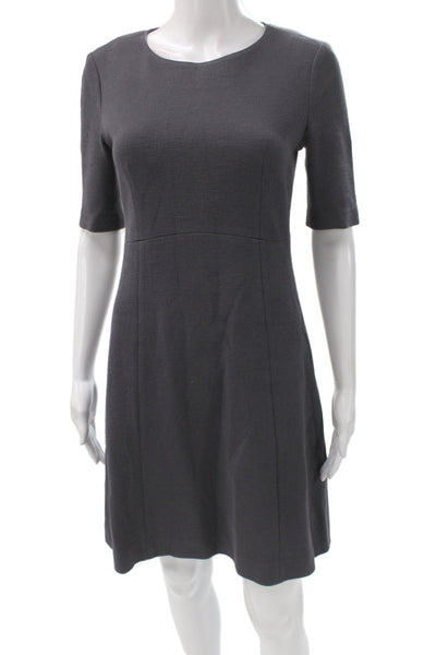 Peserico Women Sheath Dress Gray Above Knee Half Sleeve Round Neck Size 40