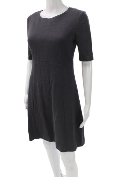 Peserico Women Sheath Dress Gray Above Knee Half Sleeve Round Neck Size 40
