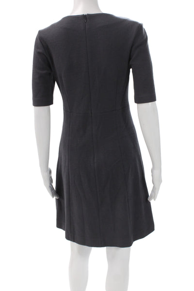 Peserico Women Sheath Dress Gray Above Knee Half Sleeve Round Neck Size 40