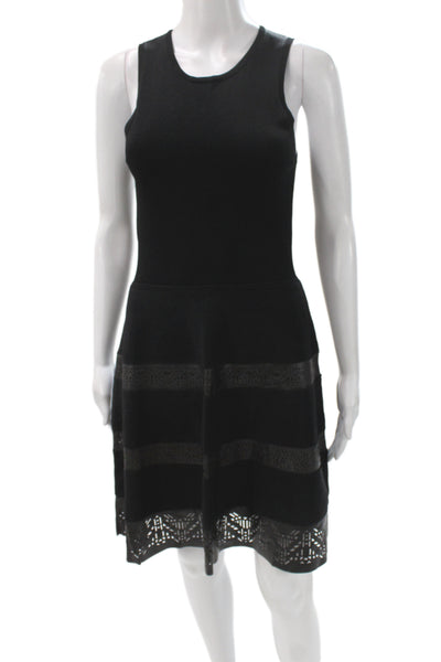 Parker Women Fit & Flare Black Mini Dress Knit Sleeveless Size XS