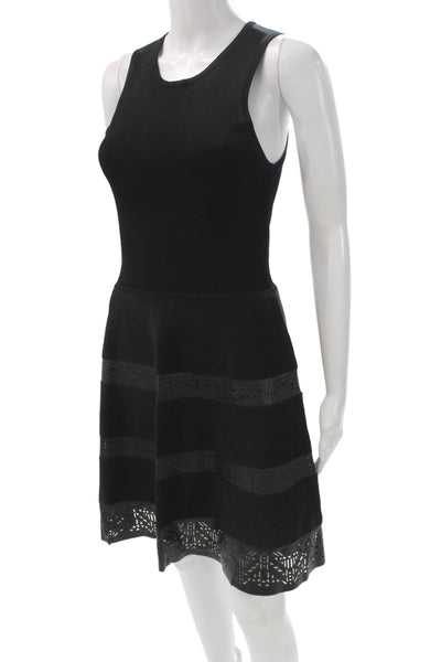 Parker Women Fit & Flare Black Mini Dress Knit Sleeveless Size XS