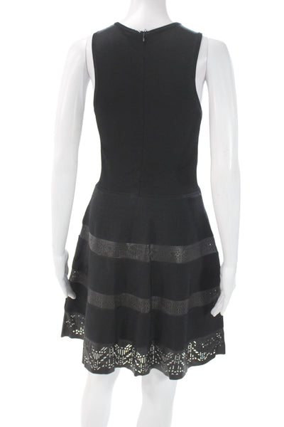 Parker Women Fit & Flare Black Mini Dress Knit Sleeveless Size XS