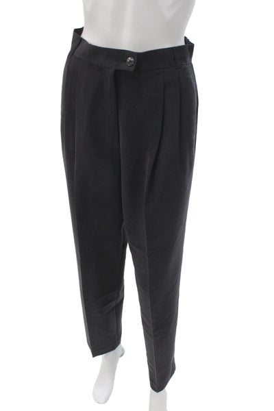 Country Road Womens Dress Pants Black Solid Polyester Button Size 8